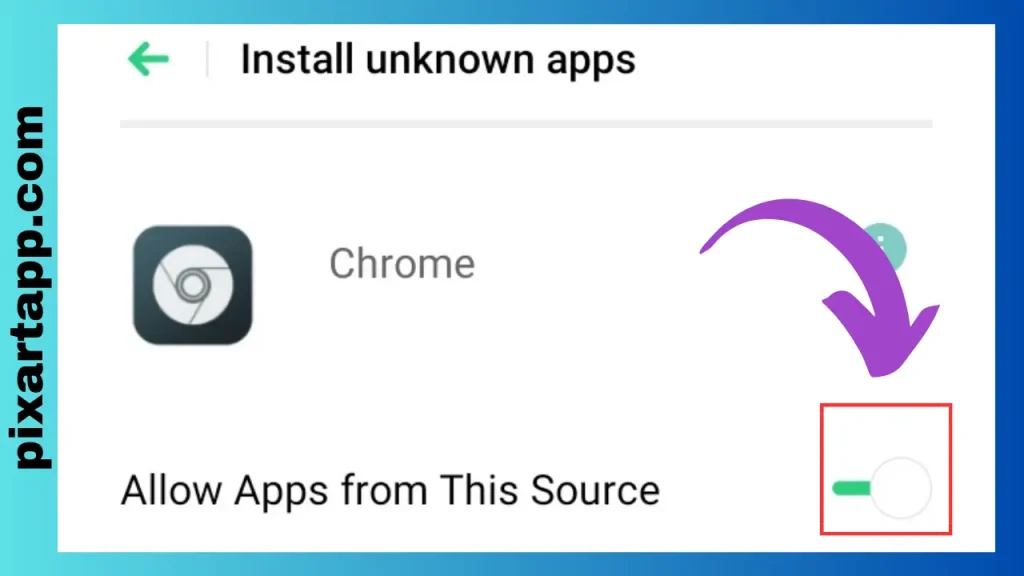 turn on Unknown source of chrome 