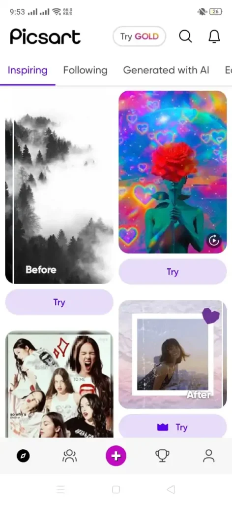 Picsart interface